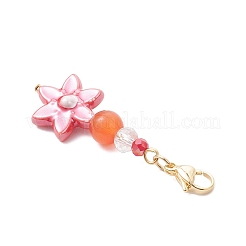 5Pcs Flower Handmade Lampwork & Cat Eye Pendant Decorations&nbsp;HJEW-TA00428