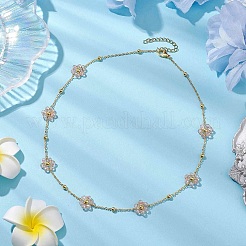 Flower Glass Beads Necklace&nbsp;NJEW-JN04937
