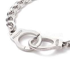 Tarnish Resistant 201 Stainless Steel Handcuff Link Bracelet with Curb Chains for Men Women&nbsp;BJEW-TA00172
