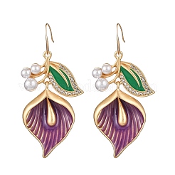 Flower Alloy Enamel Dangle Earrings&nbsp;EJEW-Z108-01G