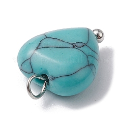 Natural & Synthetic Mixeed Gemstone Heart Charms&nbsp;PALLOY-JF02493-02