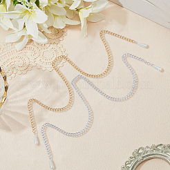 2Pcs 2 Colors Alloy Twisted Nose Chains Face Chains with Teardrop Plastic Imitation Pearl&nbsp;PURS-CY0001-01