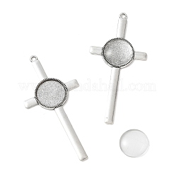 9Pcs Tibetan Style Alloy Cross Pendant Cabochon Settings&nbsp;DIY-FS0009-48