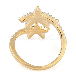 Starfish Brass Micro Pave Clear Cubic Zirconia Cuff Ring&nbsp;RJEW-Q819-25G