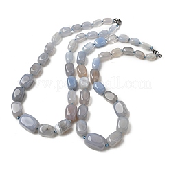 Dyed Natural Agate Cuboid Graduated Beaded Necklaces with Alloy Clasps&nbsp;NJEW-C113-01D