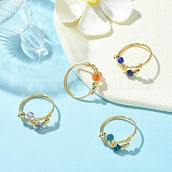 4Pcs 4 Style Natural Mixed Gemstones Braided Finger Rings&nbsp;RJEW-TA00116