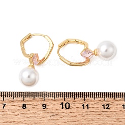 Brass Glass Round Hoop Earrings&nbsp;EJEW-P331-01G