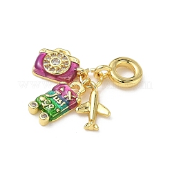 Brass Pave Clear Cubic Zirconia European Dangle Charms&nbsp;KK-I371-02G