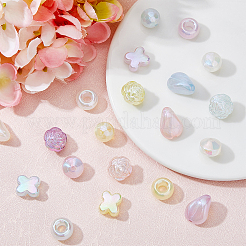 60Pcs 6 Style Plating Acrylic Beads&nbsp;OACR-FH0001-048