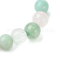 Natural Amazonite & Rose Quartz & Quartz Crystal & Green Aventurine Round Beaded Stretch Bracelets&nbsp;BJEW-JB10910-10
