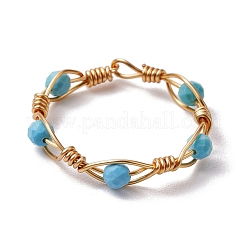 Round Natural Ruby & Magnesite & Tourmaline & Amethyst & Lapis Lazuli Finger Ring&nbsp;RJEW-JR00740