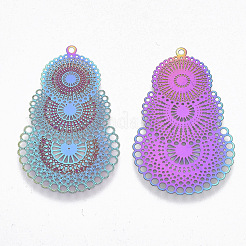 Ion Plating(IP) 304 Stainless Steel Filigree Pendants&nbsp;STAS-R102-10