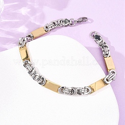 304 Stainless Steel Rectangle Link
Chain & Byzantine Chains Bracelets for Women Men&nbsp;BJEW-F527-08B-GP