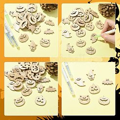 25Pcs Halloween Theme Wood Cabochons&nbsp;WOOD-CJC0005-56