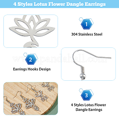 4 Pairs 4 Style 304 Stainless Steel Long Dangle Earrings&nbsp;EJEW-FI0002-55
