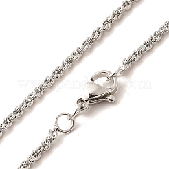 2mm Rack Plating Brass Rope Chain Necklaces for Women Men&nbsp;MAK-L044-59P