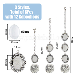 DIY Blank Oval Alloy Pendant Decoration Making Kits&nbsp;HJEW-FH00001