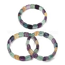 Natural Rainbow Fluorite Square Beaded Stretch Bracelets for Women&nbsp;GG-CBA3F02-06