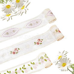 10 Yards 5 Colors Polycotton Embroidery Flower Lace Ribbon&nbsp;AJEW-CY0001-36