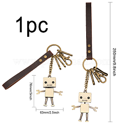 1Pc Vintage Alloy Robot Leather Pendant Decoration&nbsp;KEYC-CA0001-43