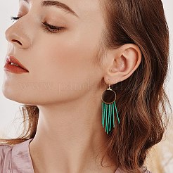 Glass Seed Beads Long Dangle Earrings&nbsp;EJEW-SW00004