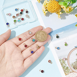 24Pcs 12 Colors Ion Plating(IP) Rose Gold Plated 304 Stainless Steel Rhinestone Pendants&nbsp;STAS-UN0050-52