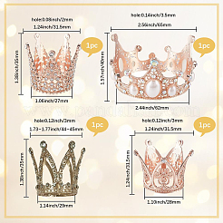 4Pcs 4 Styles Alloy Rhinestones Crown Cake Decoration&nbsp;DIY-SP0003-26RG