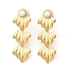 304 Stainless Steel Plstic Imitation Pearl Tassel Stud Earrings for Women&nbsp;EJEW-U068-04G