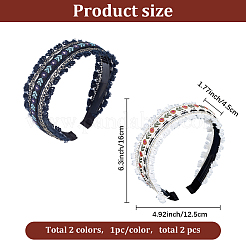 2Pcs 2 Colors Floral Hair Bands Embellishments for Women&nbsp;OHAR-CY0001-19B