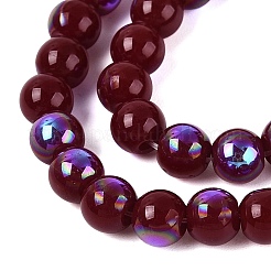 Electroplate Opaque Glass Beads Strands&nbsp;EGLA-Q132-6MM-01C-08