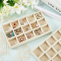 15 Grids Rectangle Wood Covered with Velvet Jewelry Trinket Display Trays&nbsp;AJEW-WH20054-062G-01