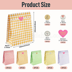 20Pcs 5 Colors Rectangle with Tartan Pattern Paper Bags&nbsp;CARB-TA0001-16