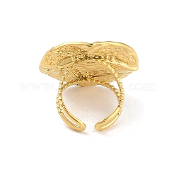 Hammered Round 304 Stainless Steel Open Cuff Ring for Women Men&nbsp;RJEW-Z038-02G