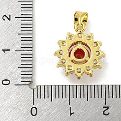 Flower Rack Plating Brass Micro Pave Cubic Zirconia Pendants&nbsp;KK-G513-92G