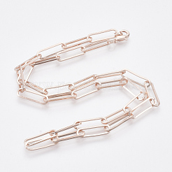 Brass Flat Oval Paperclip Chain Necklace Making&nbsp;MAK-S072-07A-RG