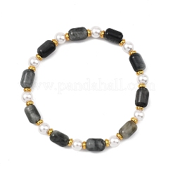 Natural Eagle Eye Stone & Shell Pearl & Brass Beads Stretch Bracelets for Women&nbsp;BJEW-JB13865-01