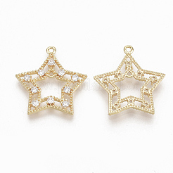 Brass Micro Pave Clear Cubic Zirconia Links&nbsp;ZIRC-Q021-060G-NF