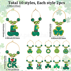 20Pcs 10 Styles Saint Patrick's Day Alloy Enamel  Charm Wine Glass Charms&nbsp;AJEW-SC00046