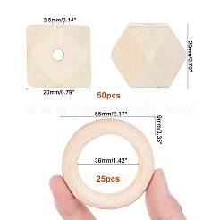 Faceted Nugget Natural Wooden Beads&nbsp;WOOD-PH0009-24