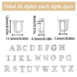 52Pcs 26 Style Alloy Rhinestone Slide Charms&nbsp;FIND-SC0005-51