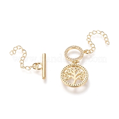 Brass Micro Pave Cubic Zirconia Ring Toggle Clasps&nbsp;KK-M108-H01