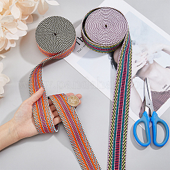 2Pcs 2 Colors Flat Ethnic Style Polyester Stripe Ribbon&nbsp;SRIB-DC0001-01