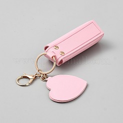 PU Leather Lipstick Holder Heart Keychains&nbsp;KEYC-WH20012-04KCG-02