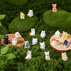 18Pcs 18 Styles Resin Cat Shape Display Decorations&nbsp;AJEW-FH0006-33