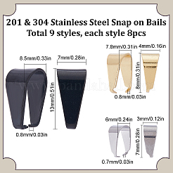 72Pcs 9 Styles 201 & 304 Stainless Steel Snap on Bails&nbsp;STAS-SC0005-51