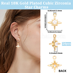 14Pcs Brass Micro Pave Cubic Zirconia Pendants&nbsp;KK-BBC0028-17