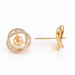 Brass Micro Pave Clear Cubic Zirconia Stud Earring Findings&nbsp;KK-S356-241-NF
