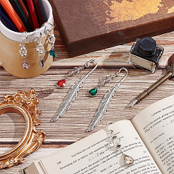 Glass Teardrop Birthstone Pendant Bookmarks&nbsp;AJEW-PH01546
