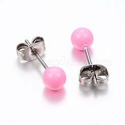 304 Stainless Steel Spray Painted Stud Earrings&nbsp;EJEW-H353-07-F