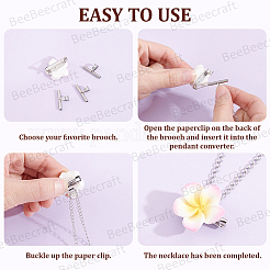 6Pcs 201 Stainless Steel Brooch Convert Necklaces Pendant Hooks&nbsp;STAS-BBC0010-60
